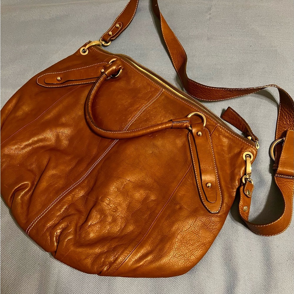 Genuine leather Cats brown crossbody